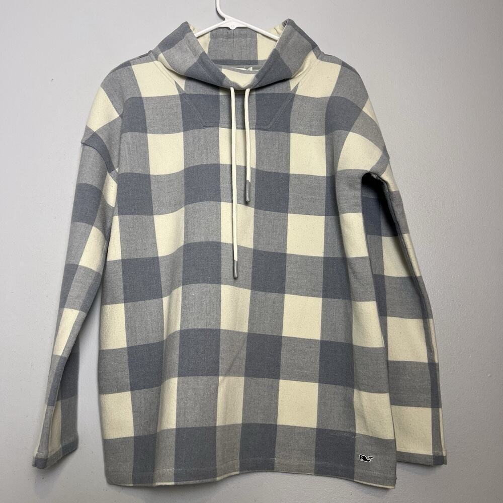 Vineyard Vines White Gray Funnel Neck Pullover Sweatshirt Womens Sz S